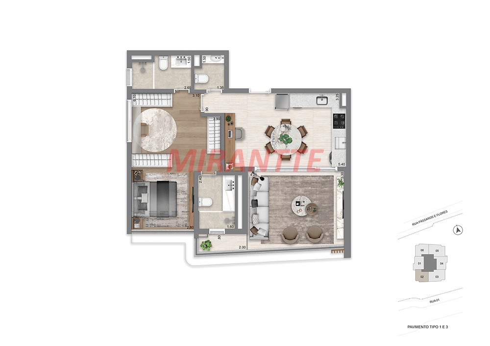 Apartamento com 1 quartos em Brooklin