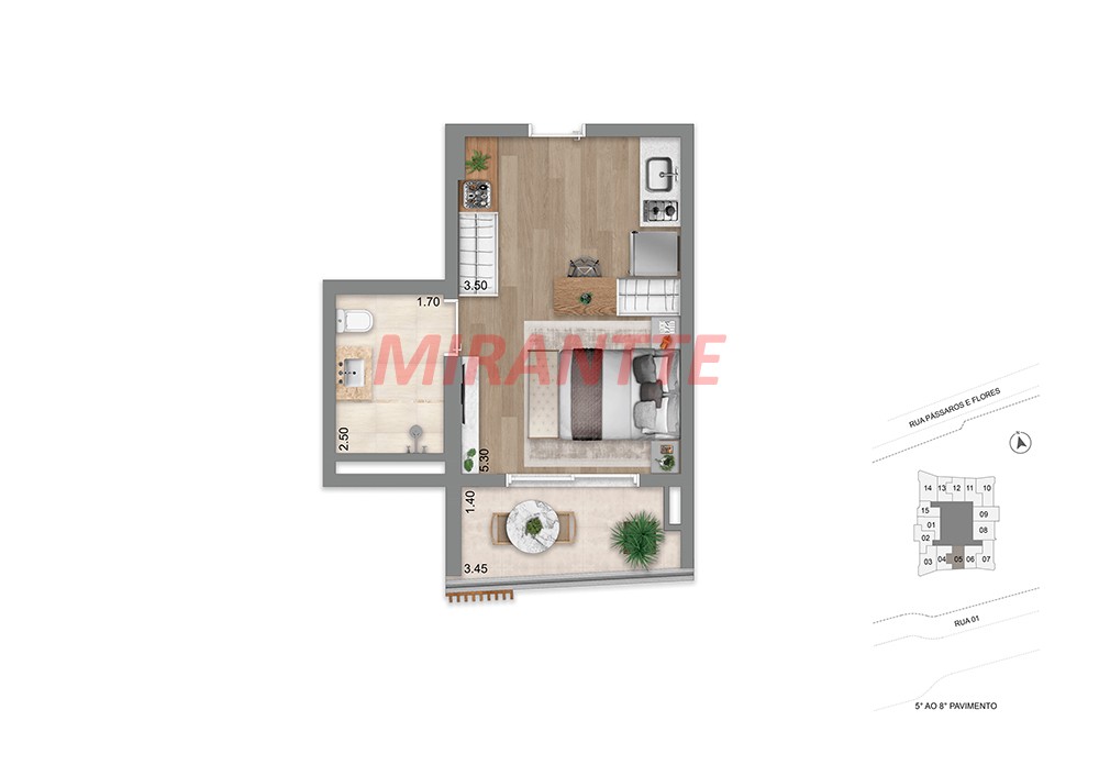 Apartamento com 1 quartos em Brooklin