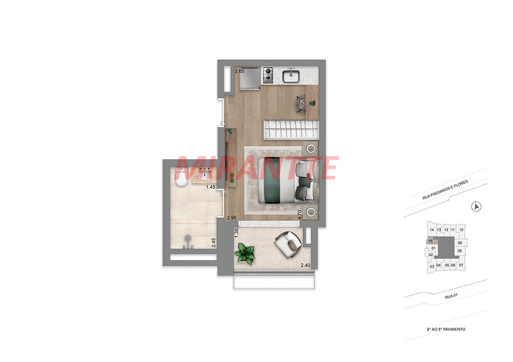 Apartamento com 1 quartos em Brooklin
