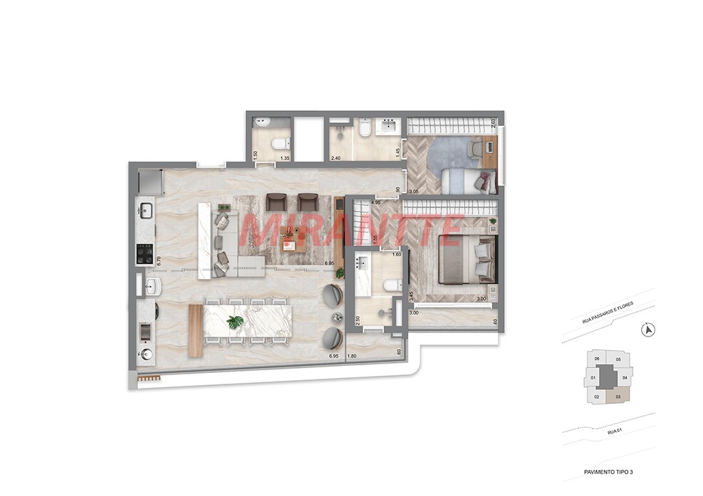 Apartamento com 1 quartos em Brooklin