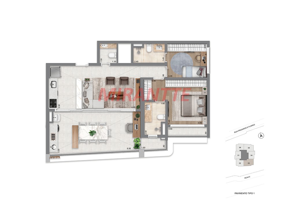 Apartamento com 1 quartos em Brooklin