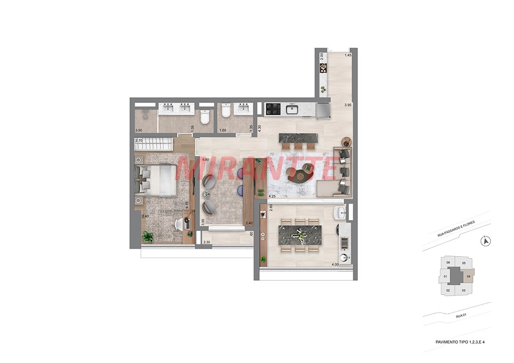 Apartamento com 1 quartos em Brooklin