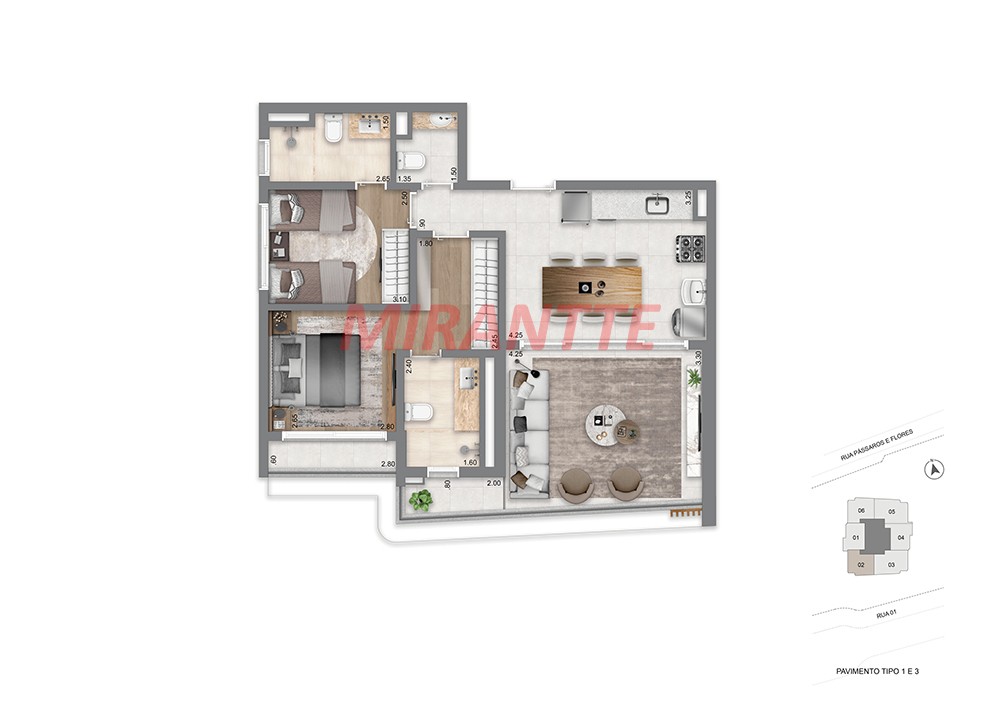 Apartamento com 1 quartos em Brooklin