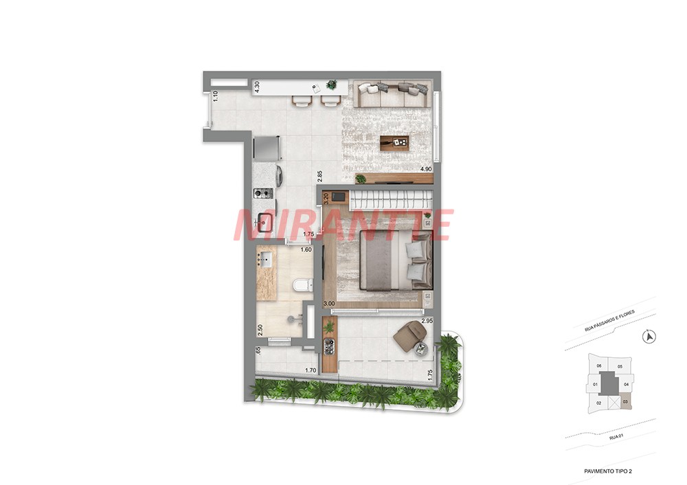 Apartamento com 1 quartos em Brooklin