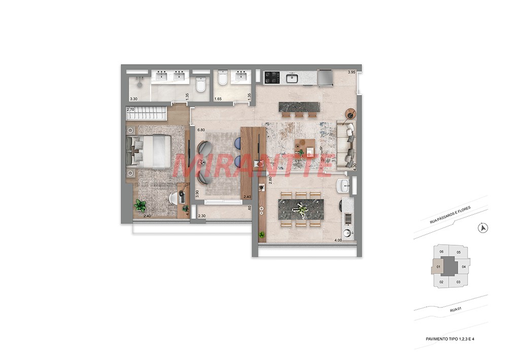 Apartamento com 1 quartos em Brooklin