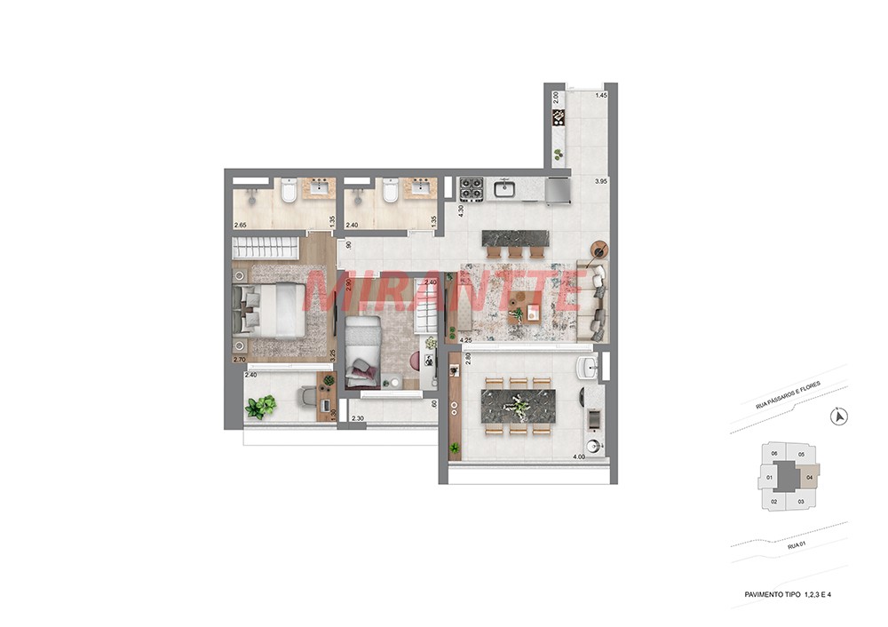 Apartamento com 1 quartos em Brooklin