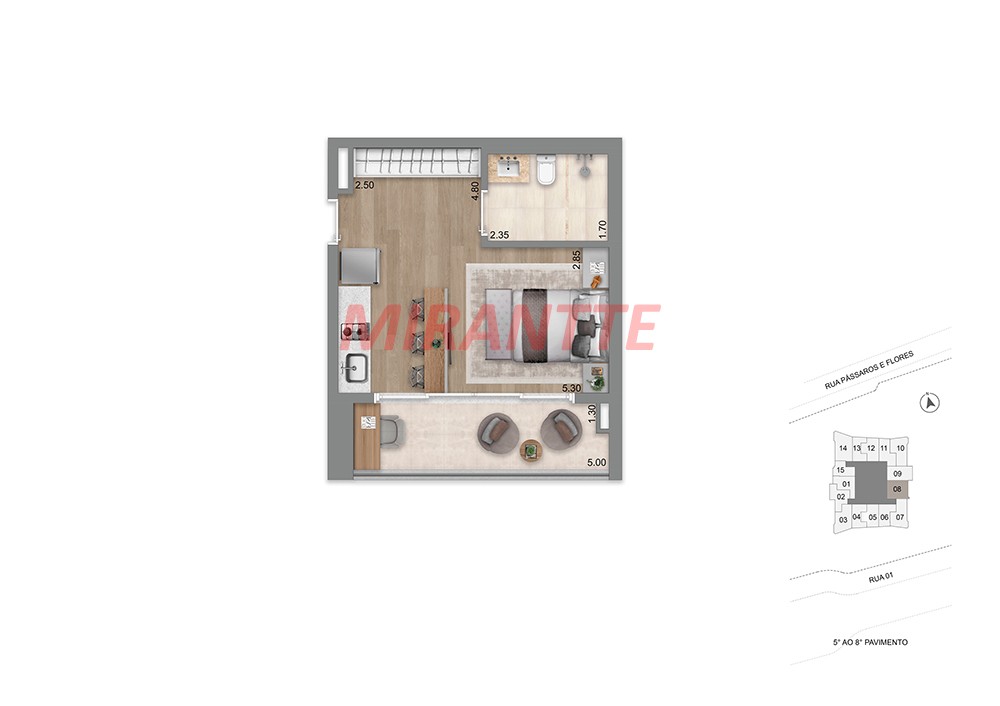 Apartamento com 1 quartos em Brooklin