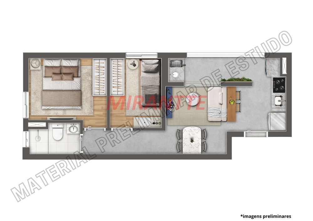 Apartamento de 40m² com 2 quartos em Jardim São Paulo
