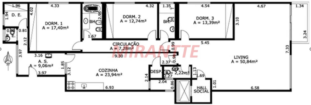 Apartamento de 187m² com 3 quartos em Itaim Bibi