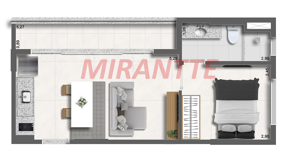 Studio de 34.35m² em Pinheiros