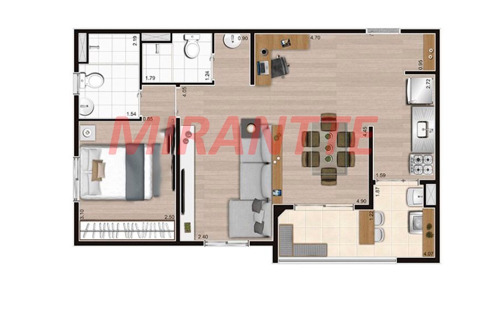 Apartamento de 55m² com 2 quartos em Vila Itapegica