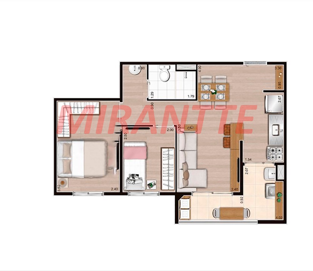 Apartamento de 47m² com 2 quartos em Vila Itapegica