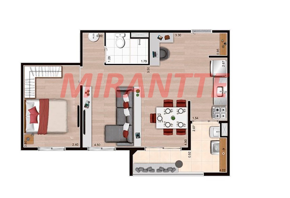 Apartamento de 47m² com 2 quartos em Vila Itapegica