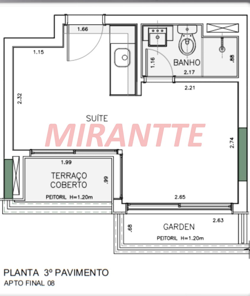 Studio de 26m² com 1 quartos em Pinheiros