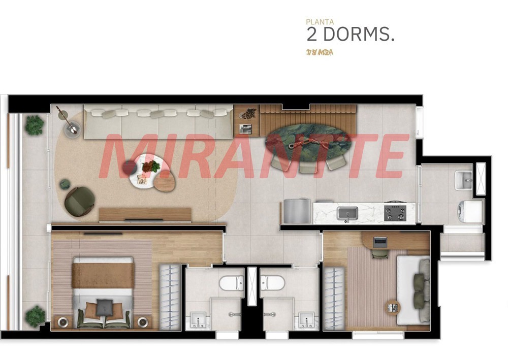 Apartamento de 78m² com 2 quartos em Santana