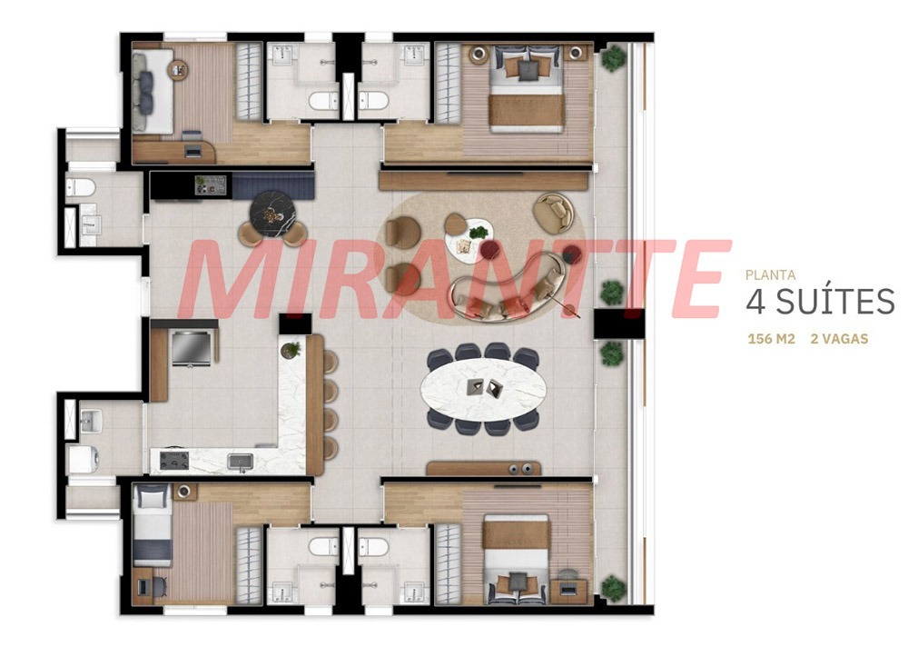 Apartamento de 156m² com 4 quartos em Santana