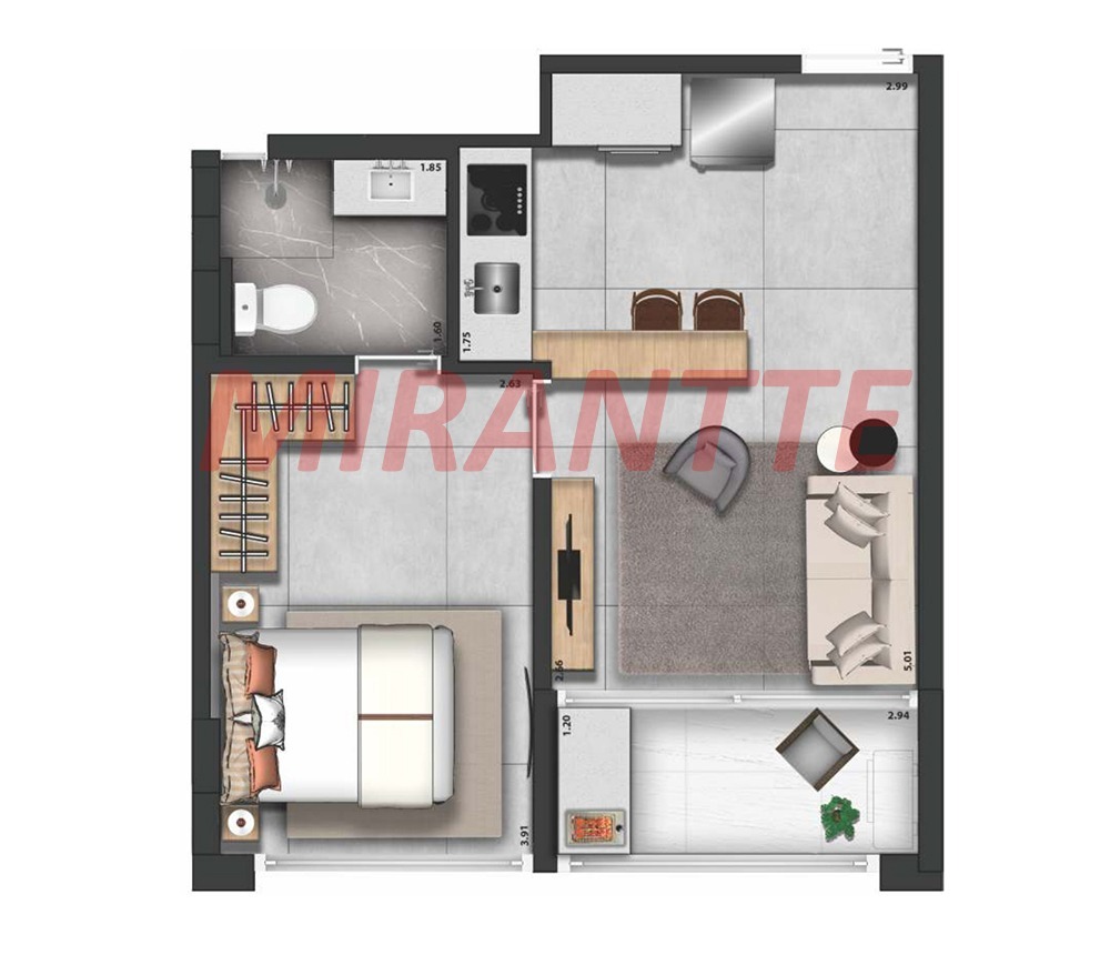 Apartamento de 38m² com 1 quartos em Santana