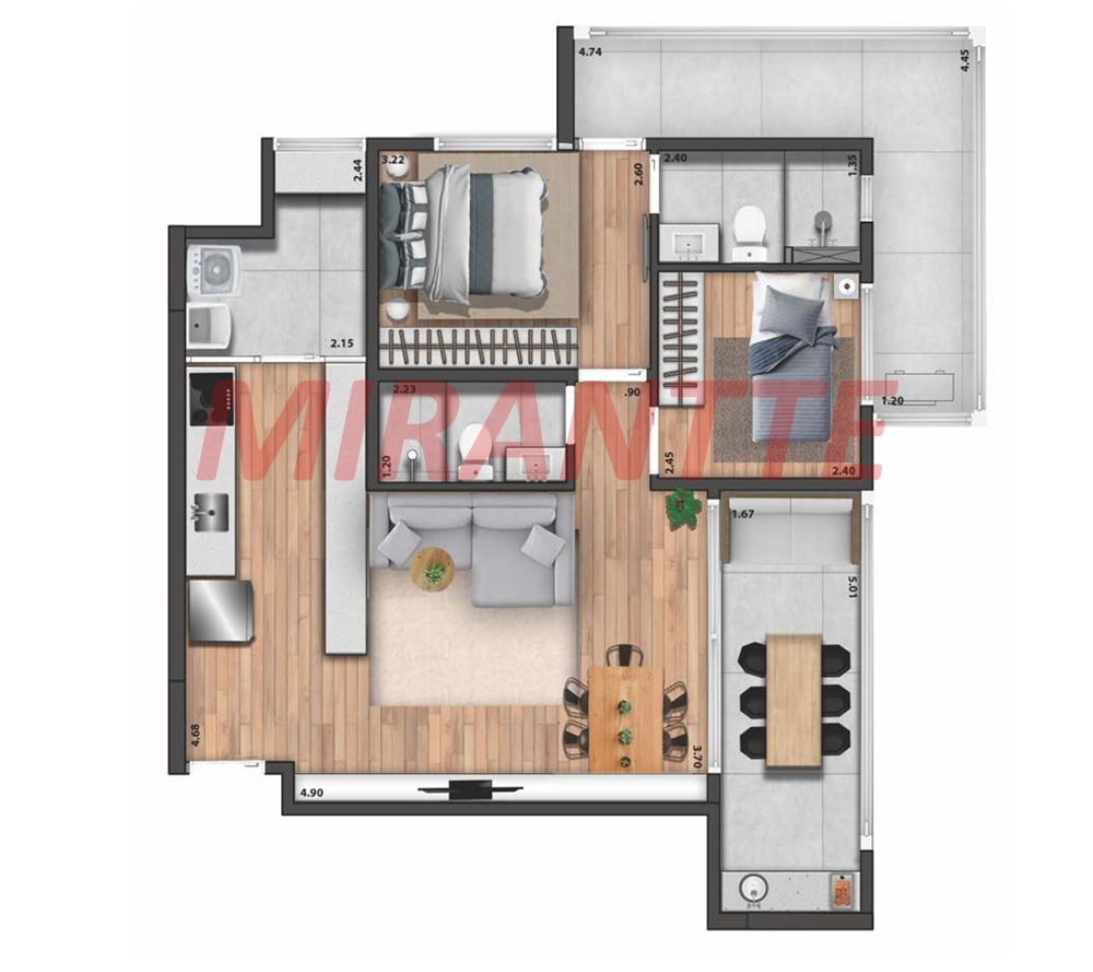 Apartamento de 38m² com 1 quartos em Santana