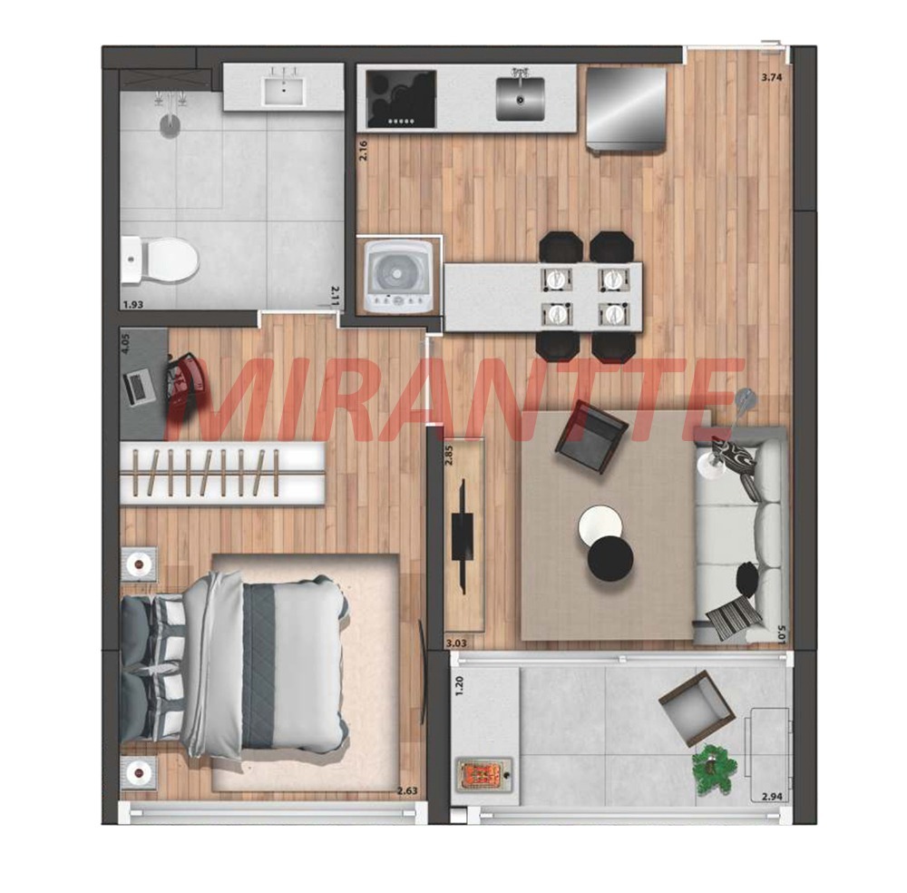 Apartamento de 38m² com 1 quartos em Santana