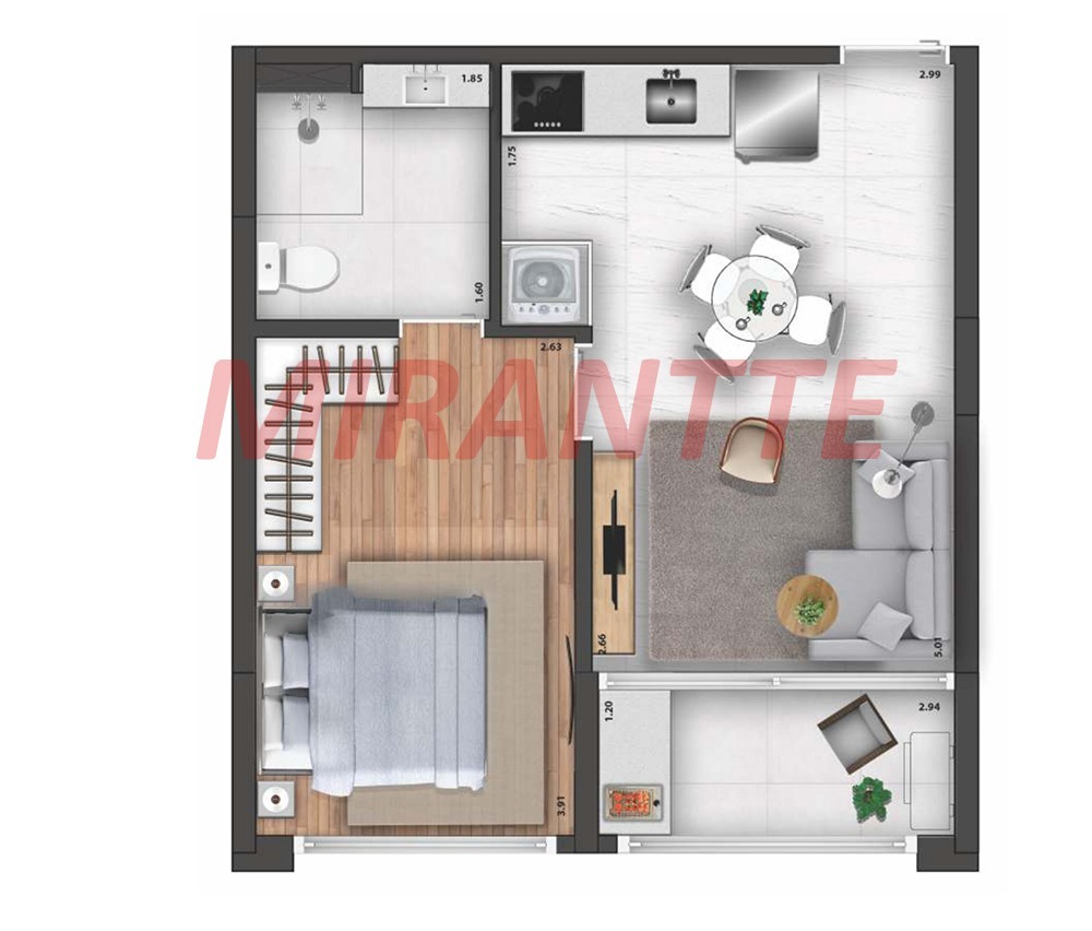 Apartamento de 38m² com 1 quartos em Santana