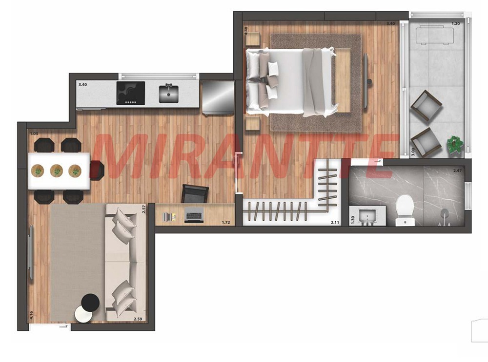 Apartamento de 38m² com 1 quartos em Santana