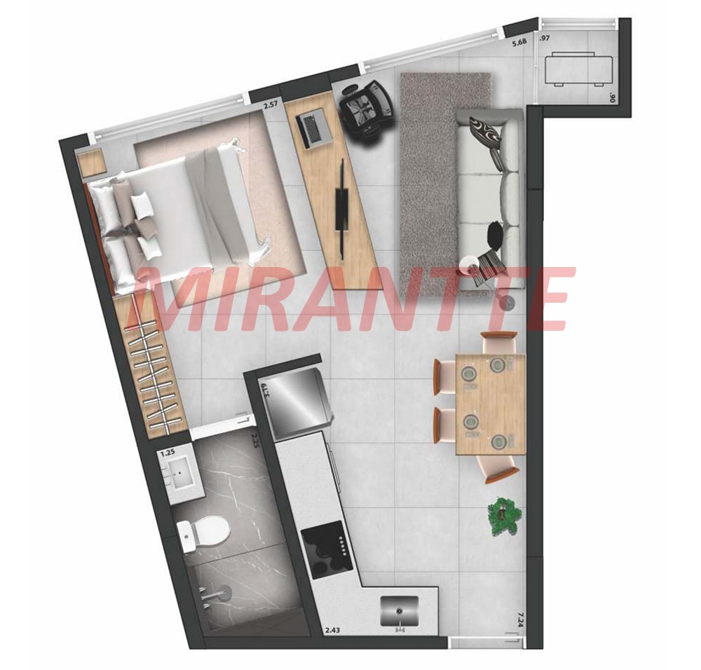 Apartamento de 38m² com 1 quartos em Santana