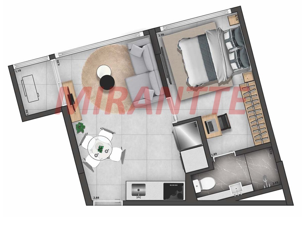 Apartamento de 38m² com 1 quartos em Santana