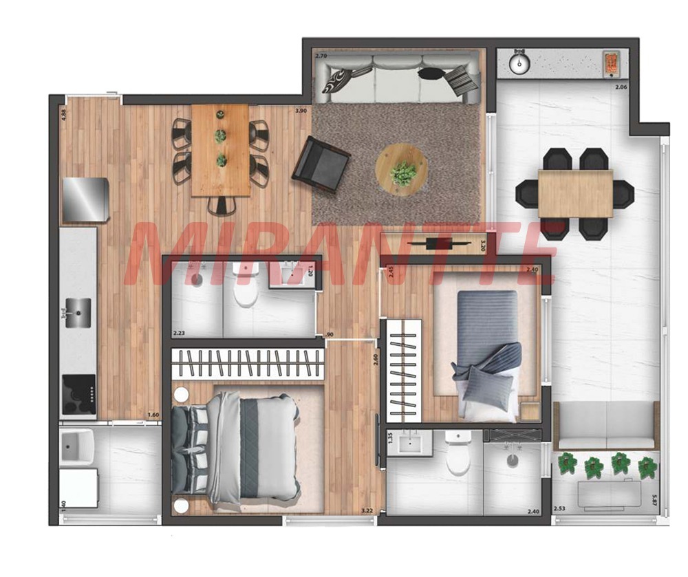 Apartamento de 38m² com 1 quartos em Santana