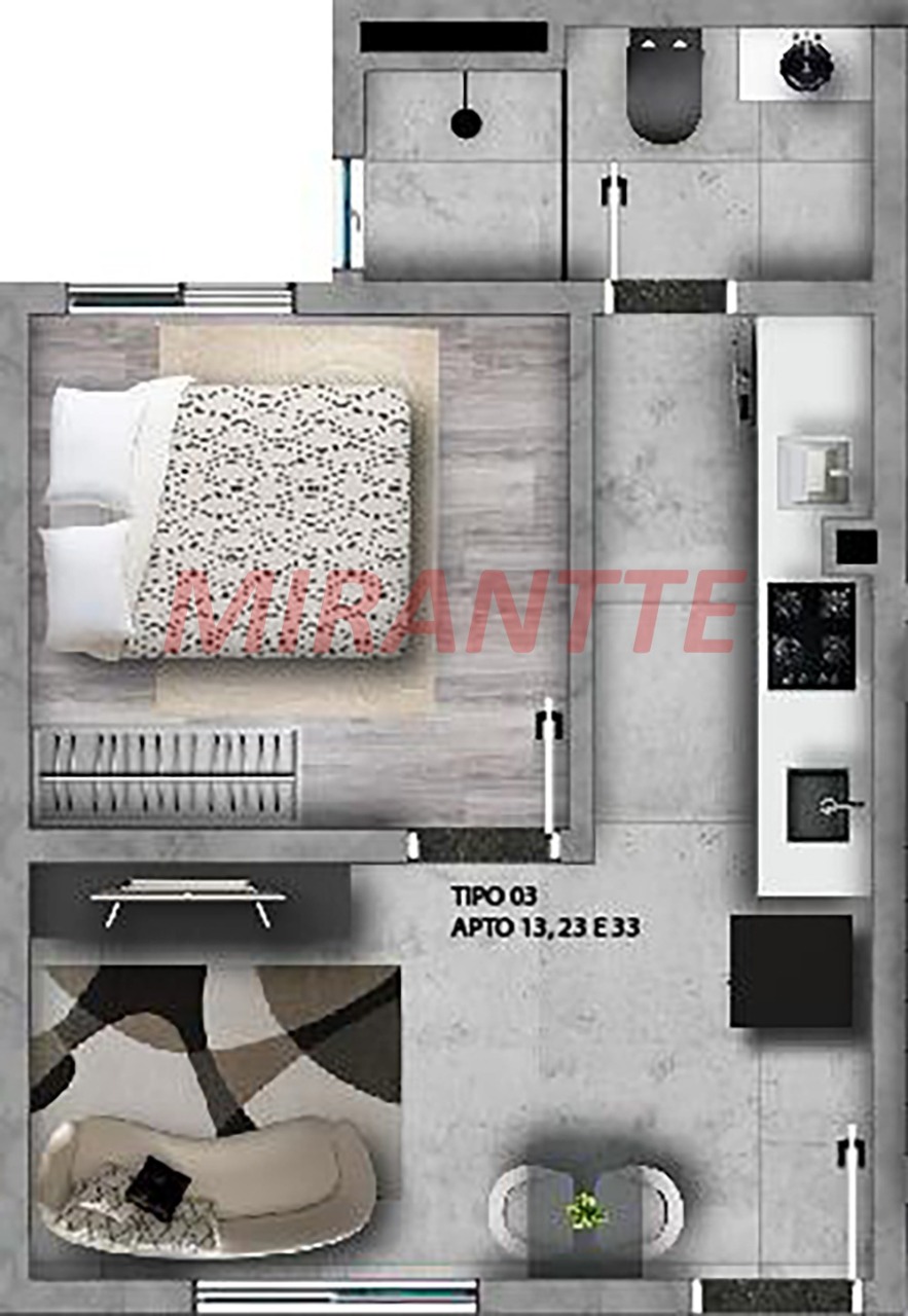 Apartamento de 41m² com 2 quartos em Vila Constaca