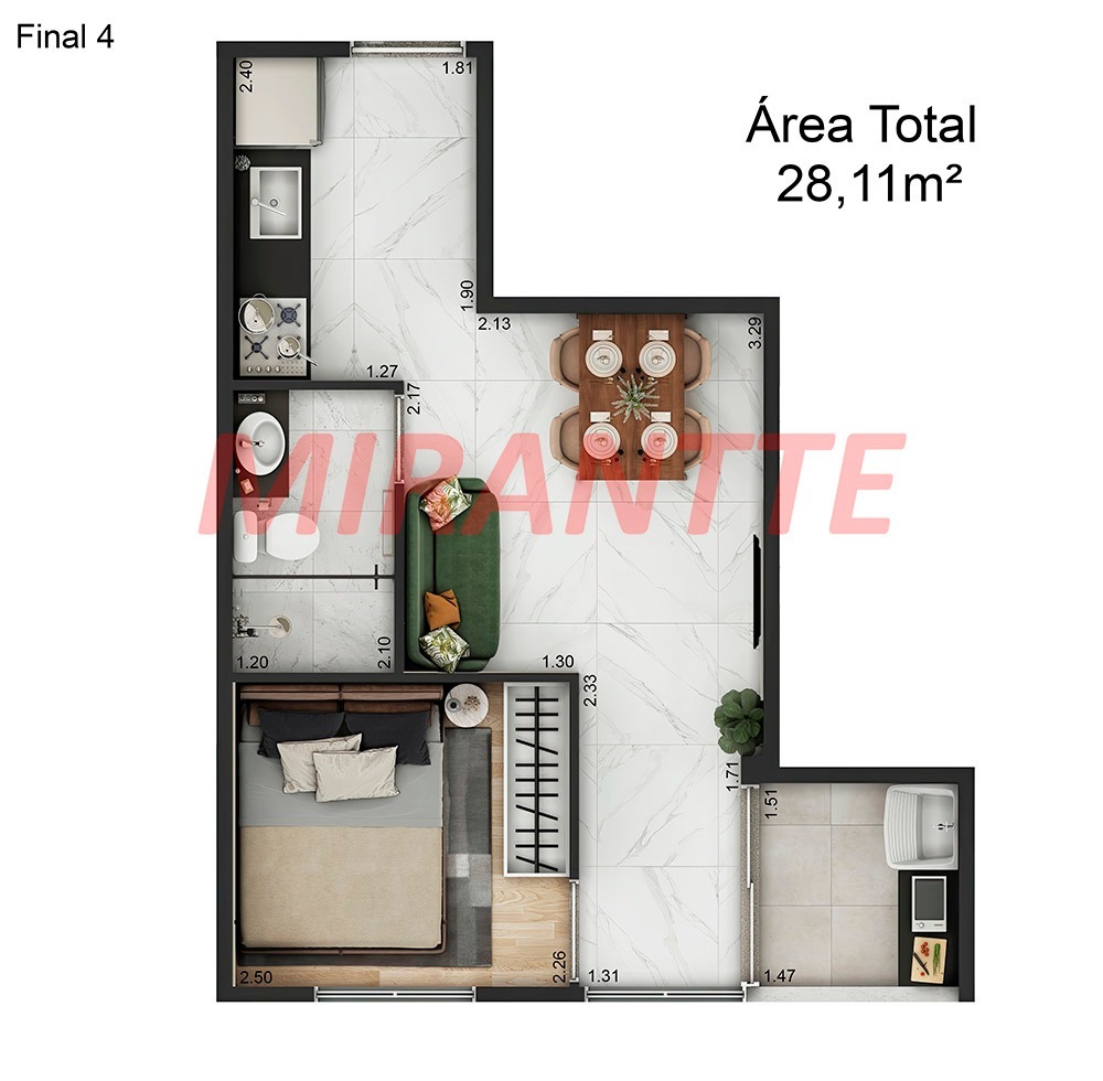 Apartamento de 28m² com 1 quartos em Parada Inglesa