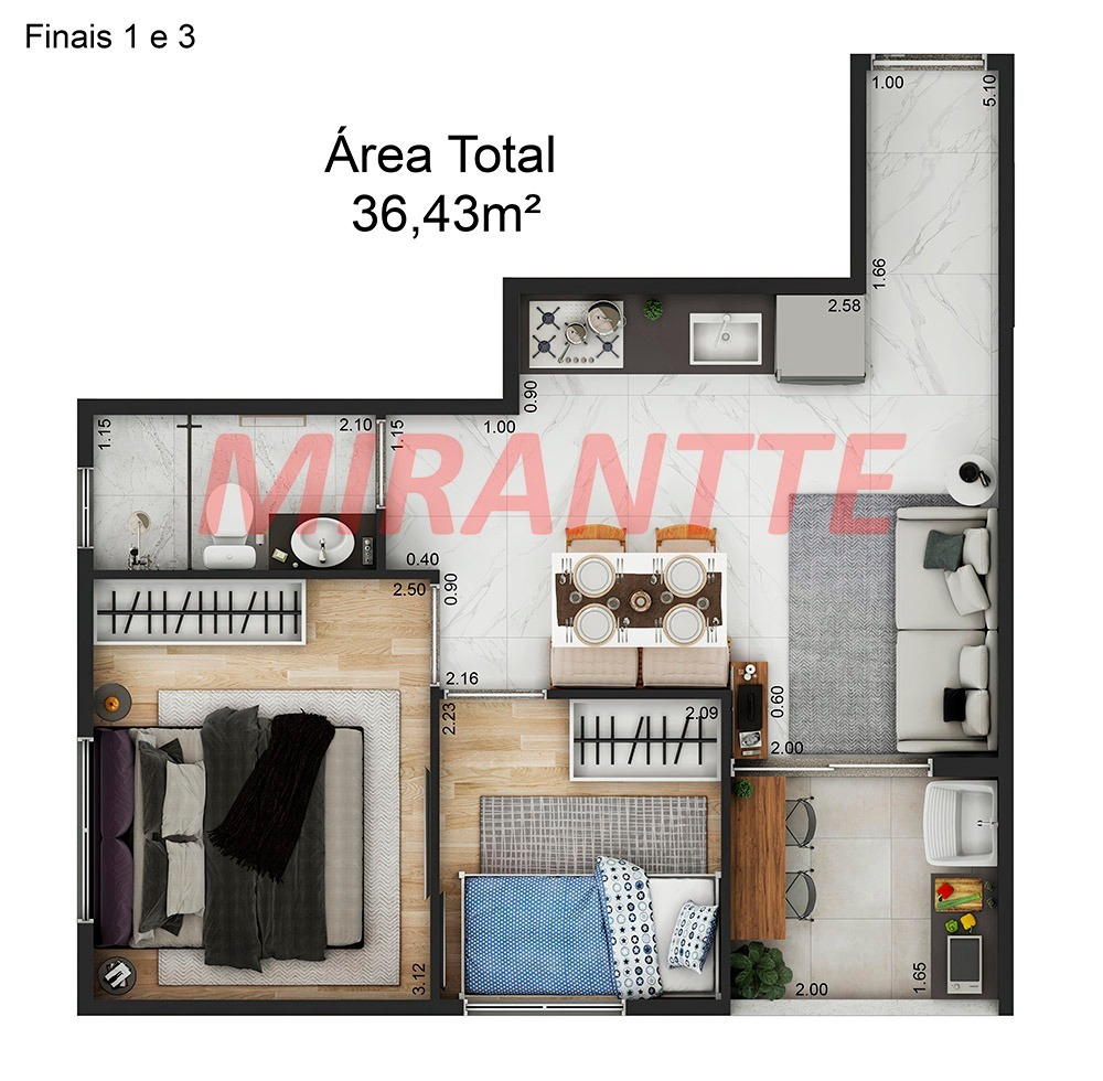Apartamento de 40m² com 1 quartos em Parada Inglesa