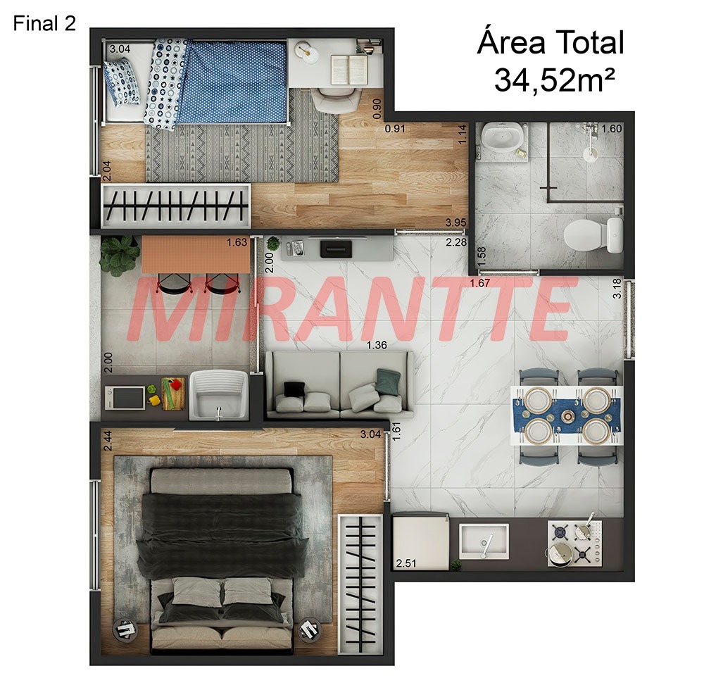 Apartamento de 40m² com 1 quartos em Parada Inglesa
