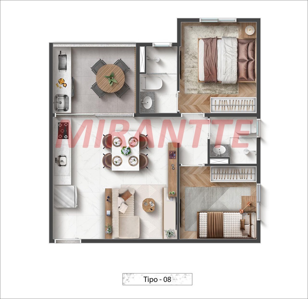 Apartamento de 46.87m² com 2 quartos em Jardim São Paulo(Zona Norte)