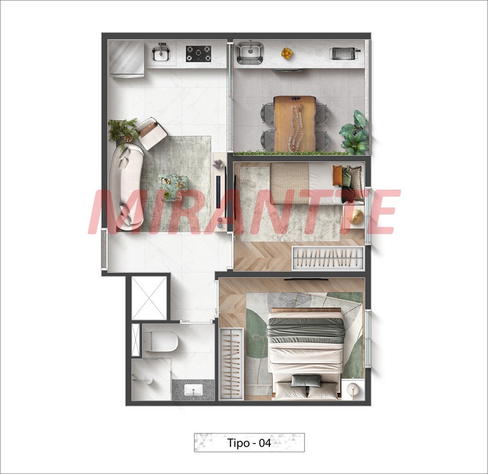 Apartamento de 46.87m² com 2 quartos em Jardim São Paulo(Zona Norte)