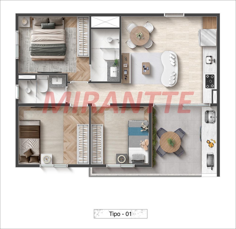 Apartamento de 46.87m² com 2 quartos em Jardim São Paulo(Zona Norte)
