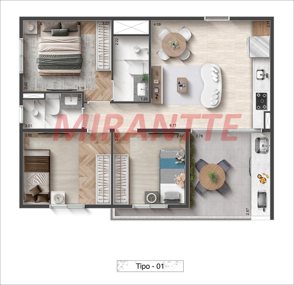 Apartamento de 46.87m² com 2 quartos em Jardim São Paulo(Zona Norte)