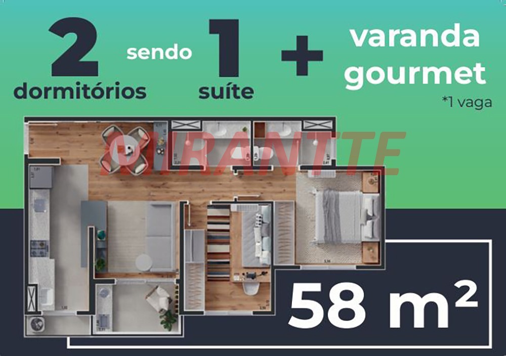 Apartamento de 58.32m² com 2 quartos em Vila Embaré