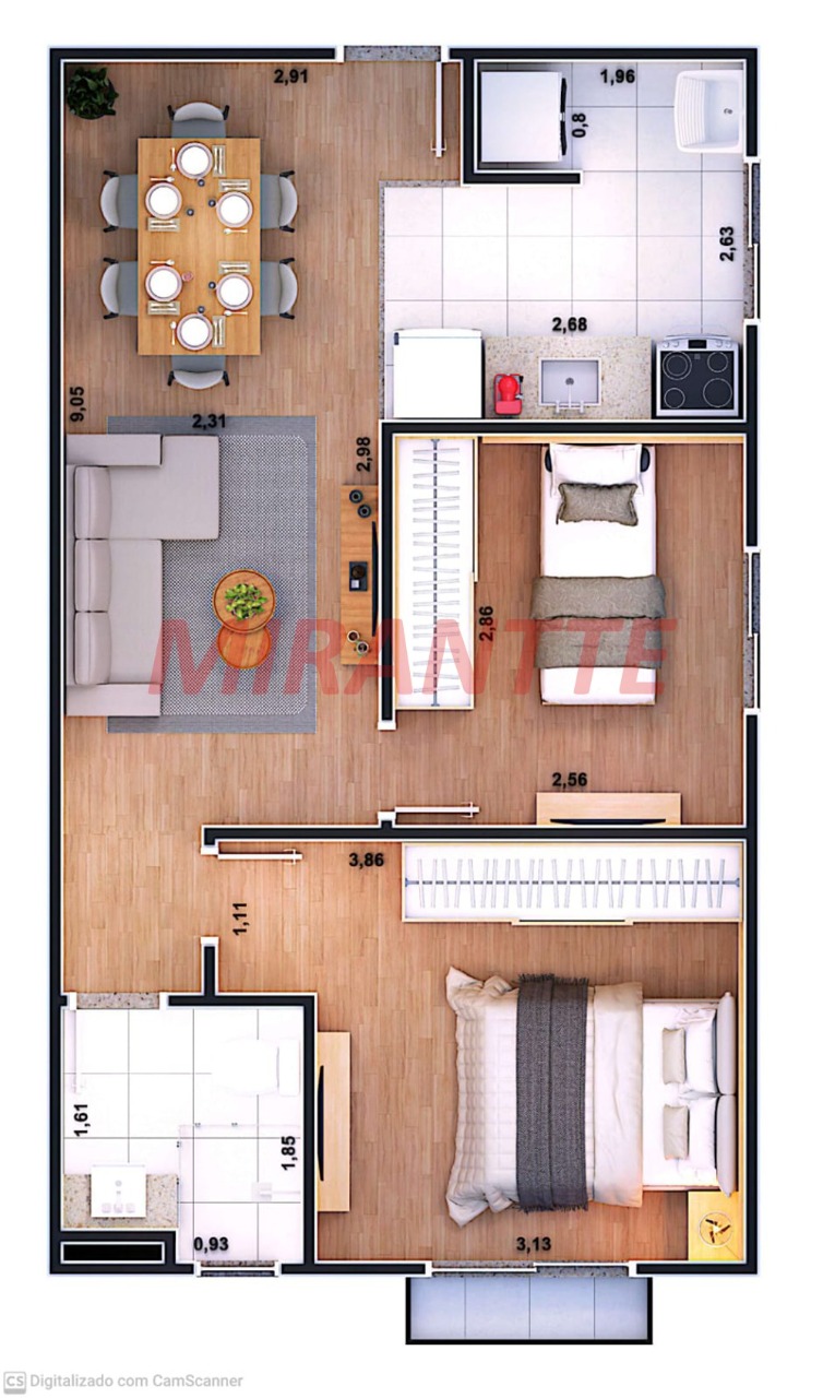 Apartamento de 47.25m² com 2 quartos em Vila Paulista