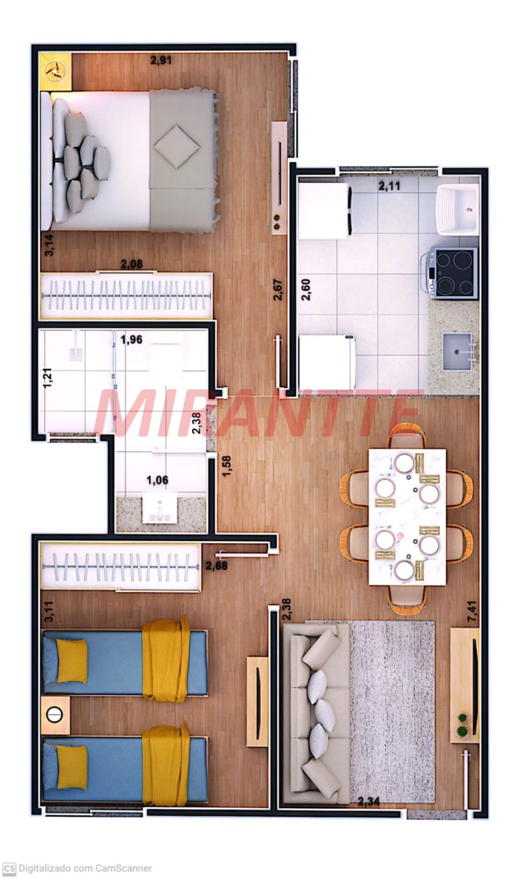 Apartamento de 47.25m² com 2 quartos em Vila Paulista