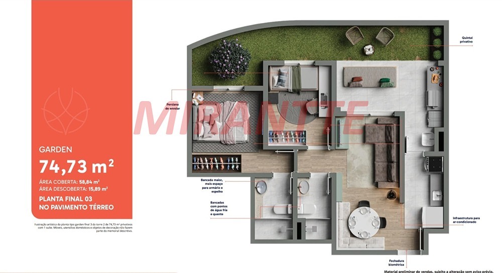 Apartamento de 109.78m² com 2 quartos em Vila Bandeirantes