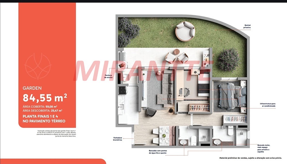 Apartamento de 59.08m² com 2 quartos em Vila Bandeirantes