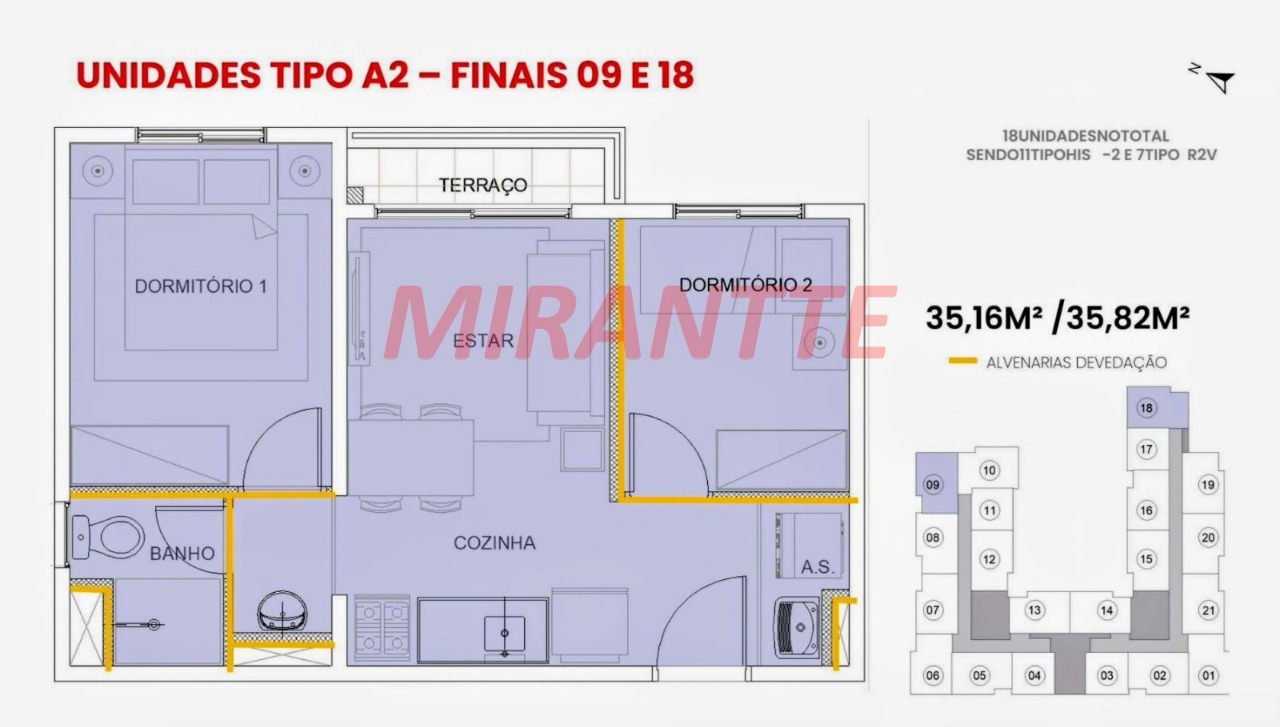 Apartamento de 35.16m² com 2 quartos em Jaçana