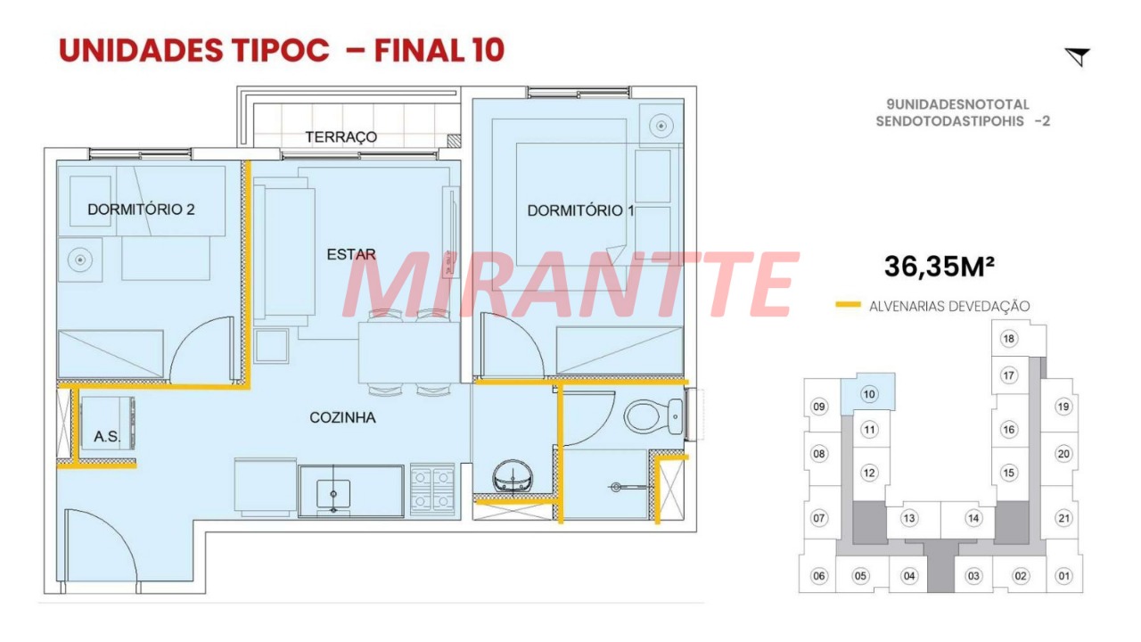 Apartamento de 35.16m² com 2 quartos em Jaçana