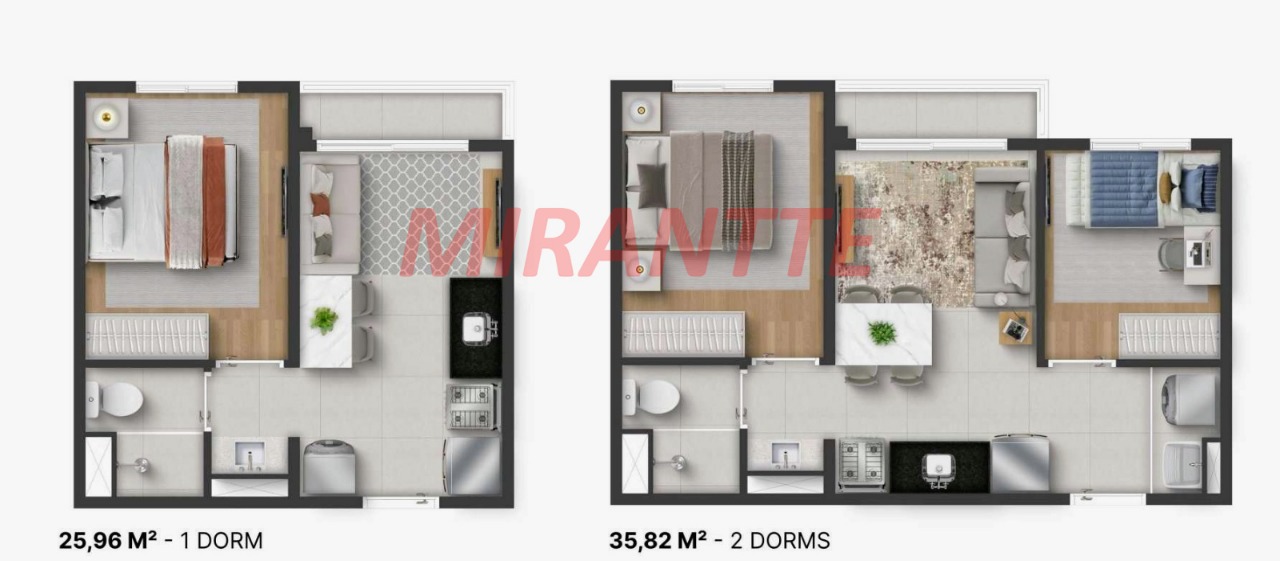 Apartamento de 35m² com 2 quartos em Jaçana