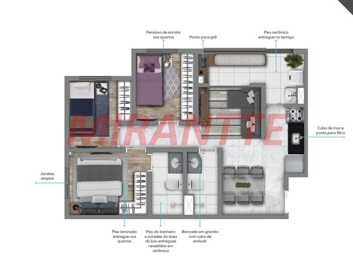 Apartamento de 63m² com 3 quartos em Santana