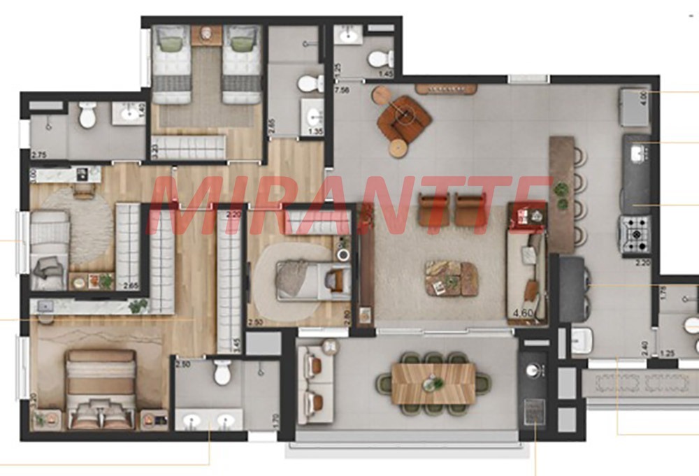 Apartamento de 141.42m² com 4 quartos em Indianópolis