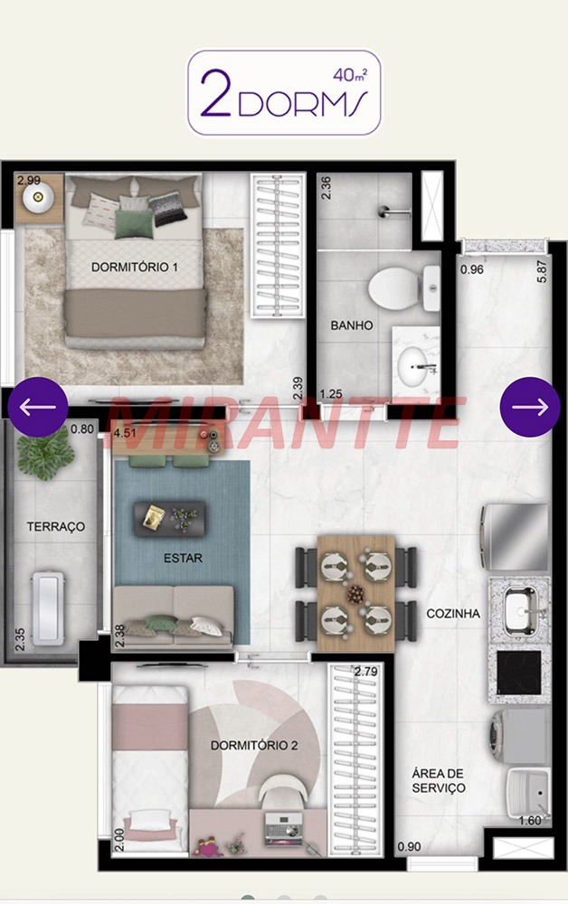 Apartamento de 40m² com 2 quartos em Barra Funda