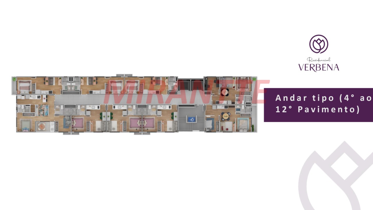 Apartamento de 35.46m² com 2 quartos em Vila Mazzei