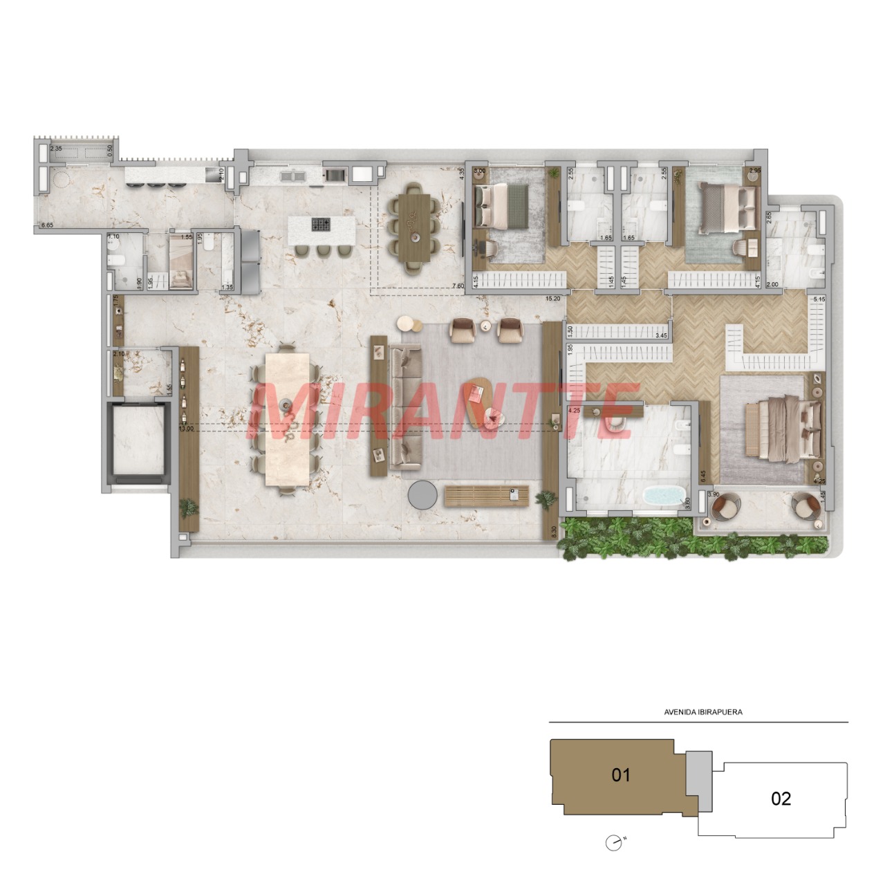 Apartamento de 277m² com 4 quartos em Ibirapuera