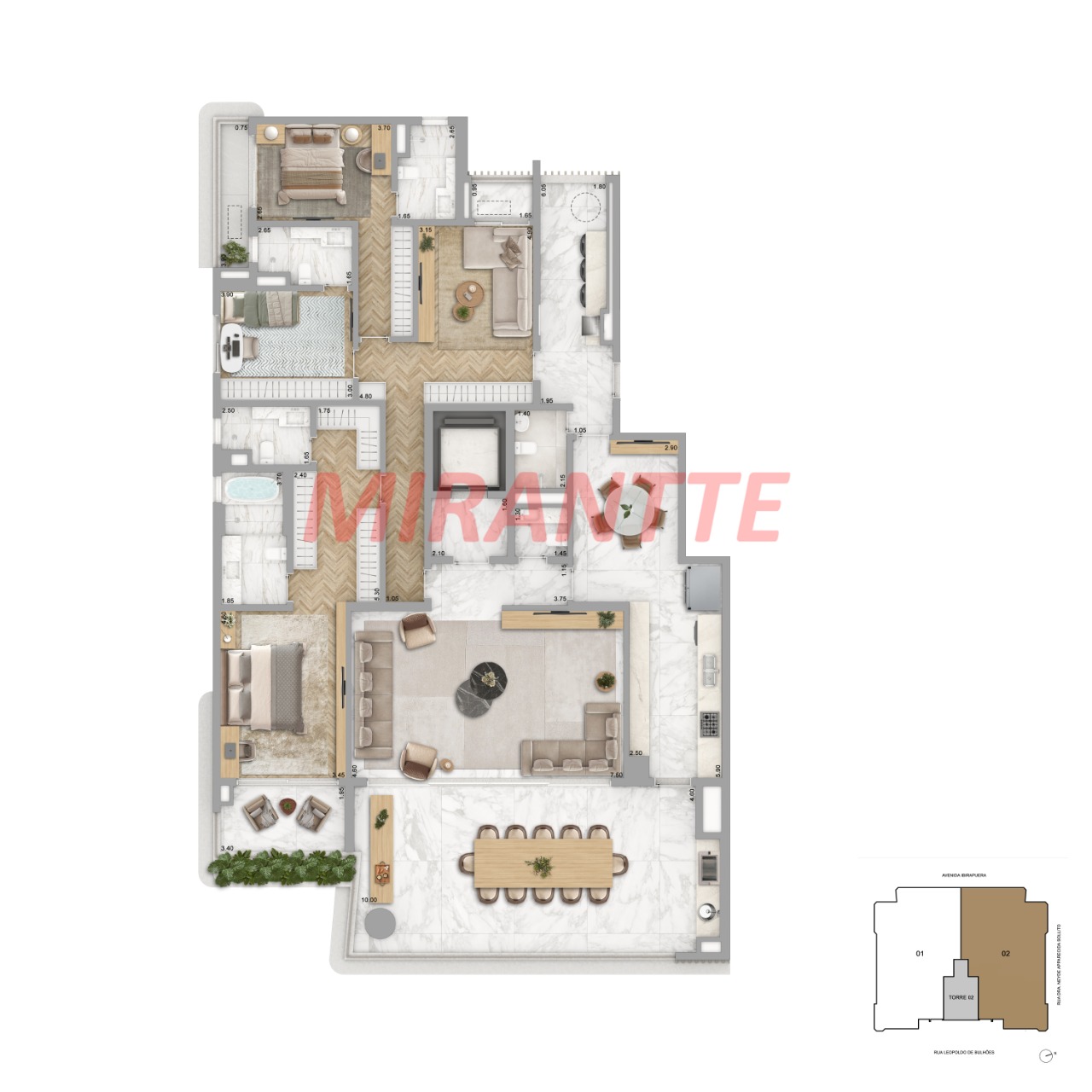 Apartamento de 277m² com 4 quartos em Ibirapuera